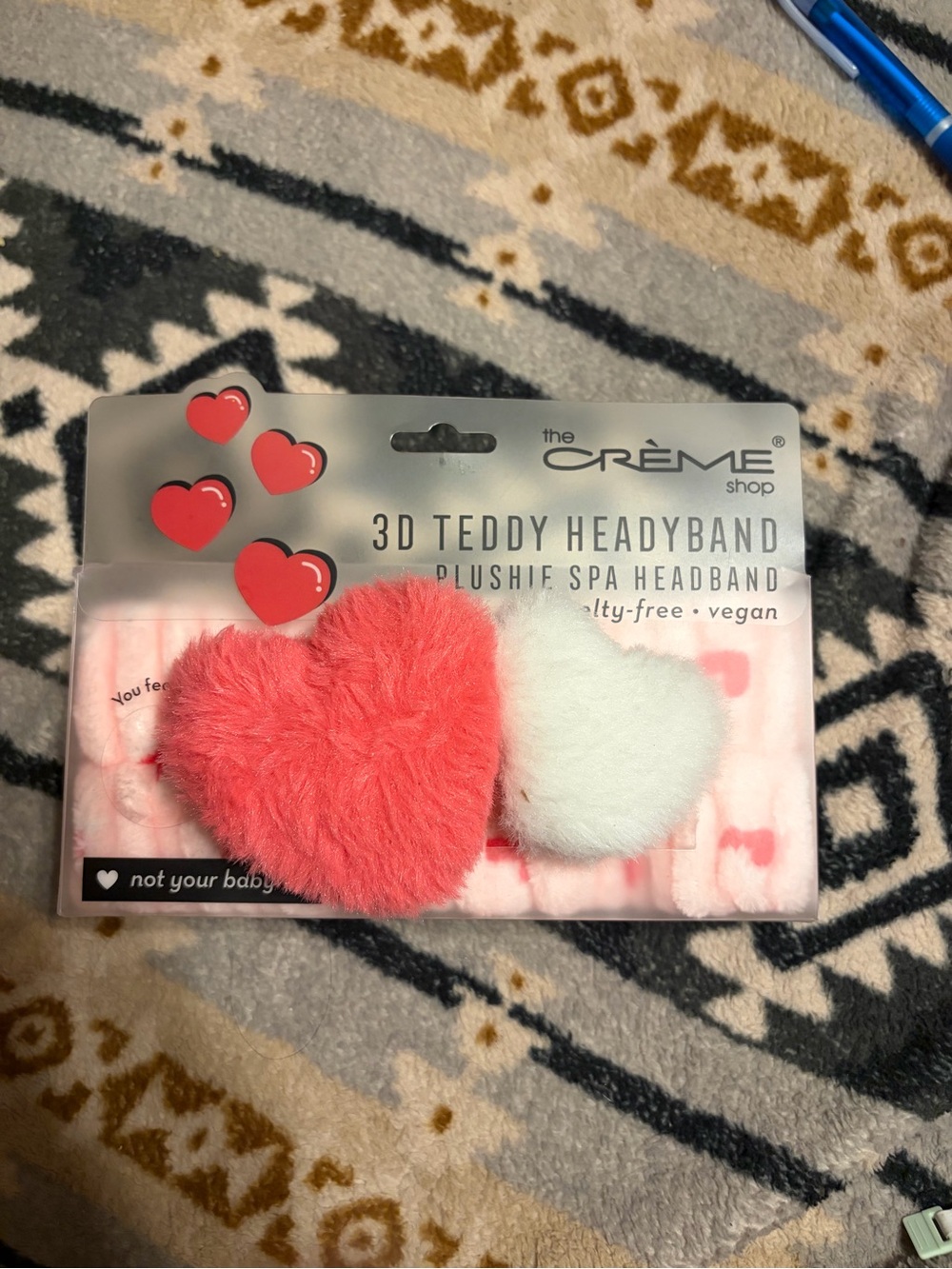 The Crème Shop NIP 3D Teddy Heart Headband - Coral Pink & White